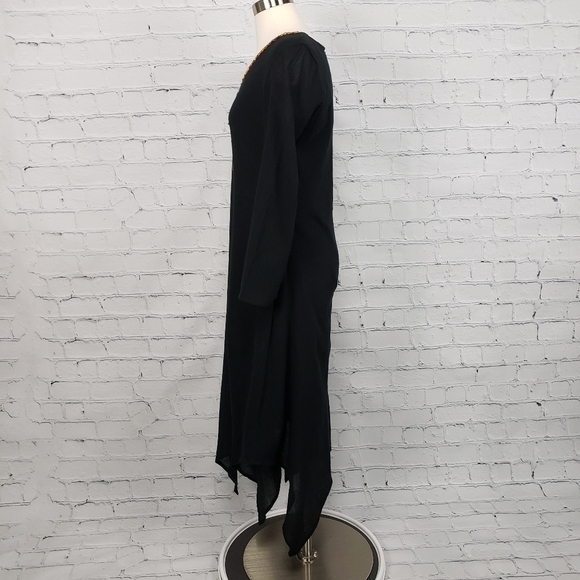 Anthony Design Womens Dress Size S Black Midi Boho Ethnic Hippie Grunge Art Deco - Picture 4 of 14